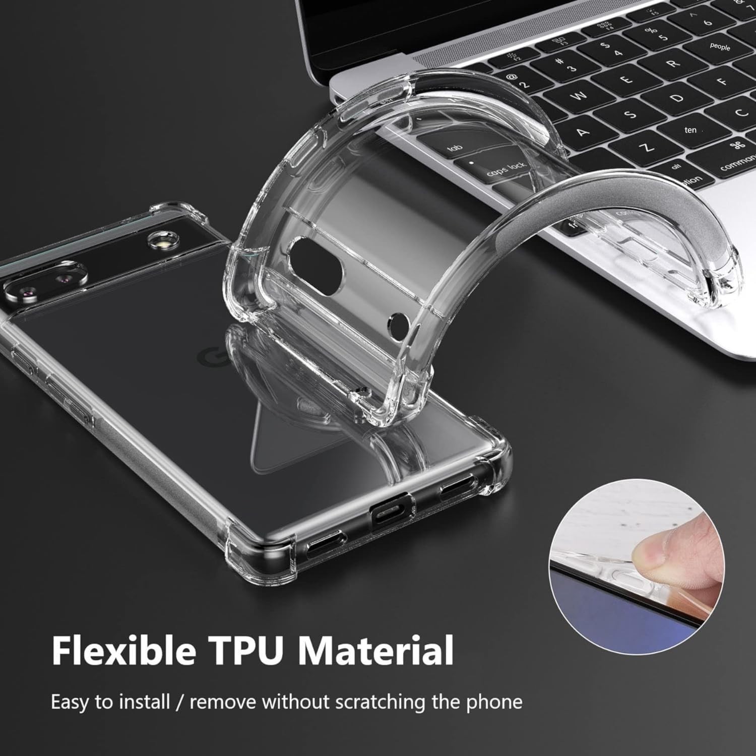 Clear TPU Case for Google Pixel 6A – Four Corners Protective Cover Transparent S