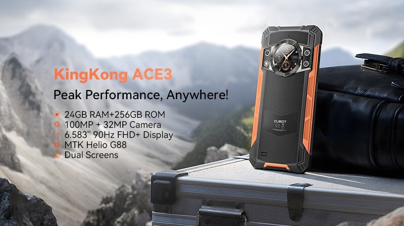 Cubot KingKong ACE 3 Rugged phone 24GB+256GB,100MP NFC 6.58″ Dual Screen