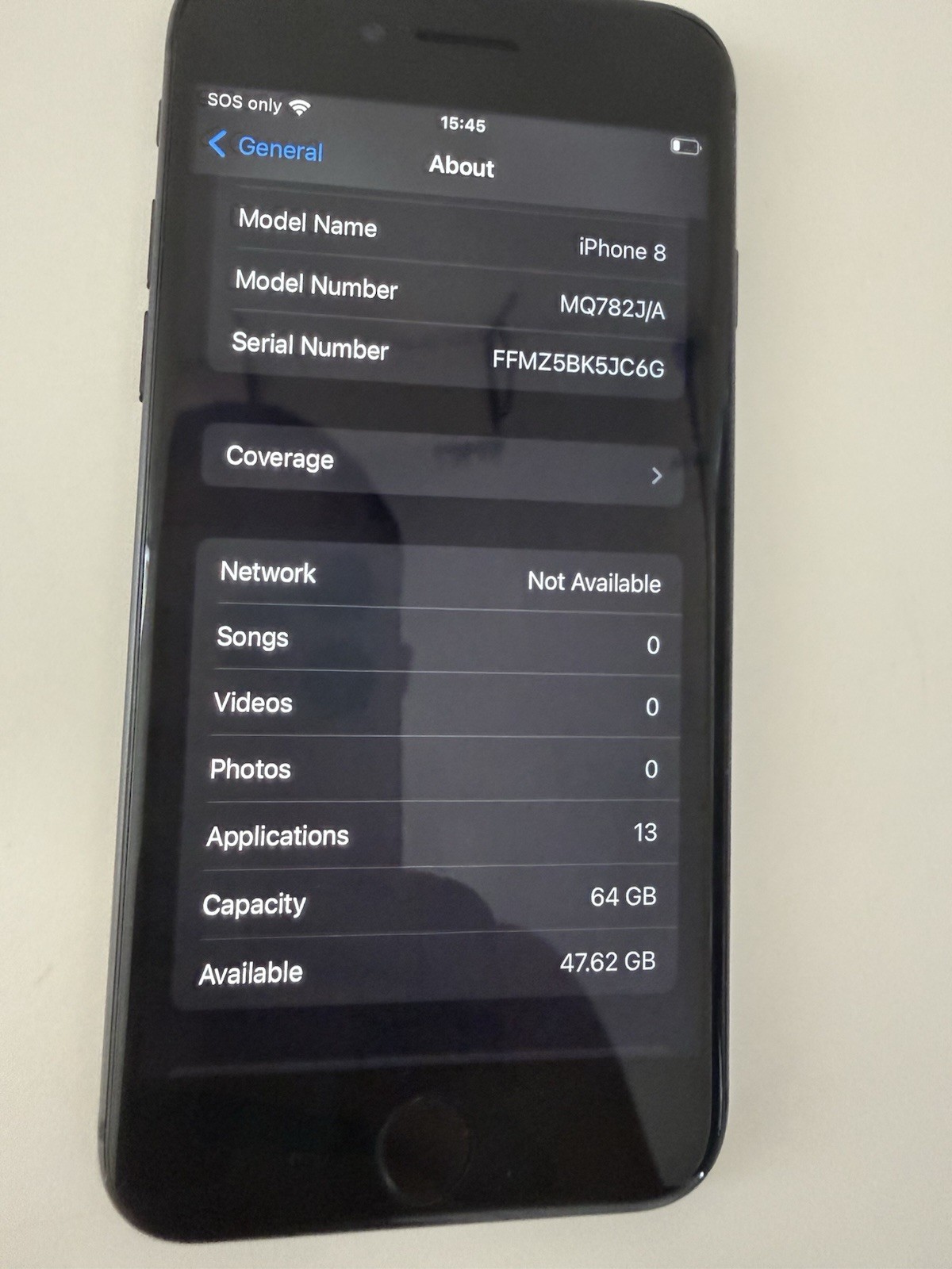 Apple iPhone 8 64GB Black iOS Smartphone 12MP Camera MQ782J/A