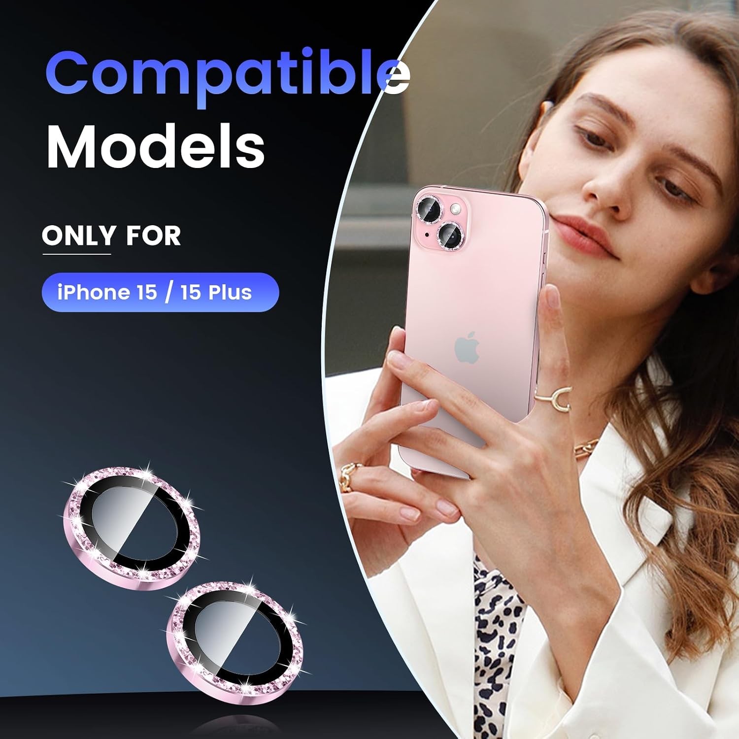 6.1 inch/6.7 inch Camera Lens Protector for iPhone 15/15 Plus, 9H Tempered Glass
