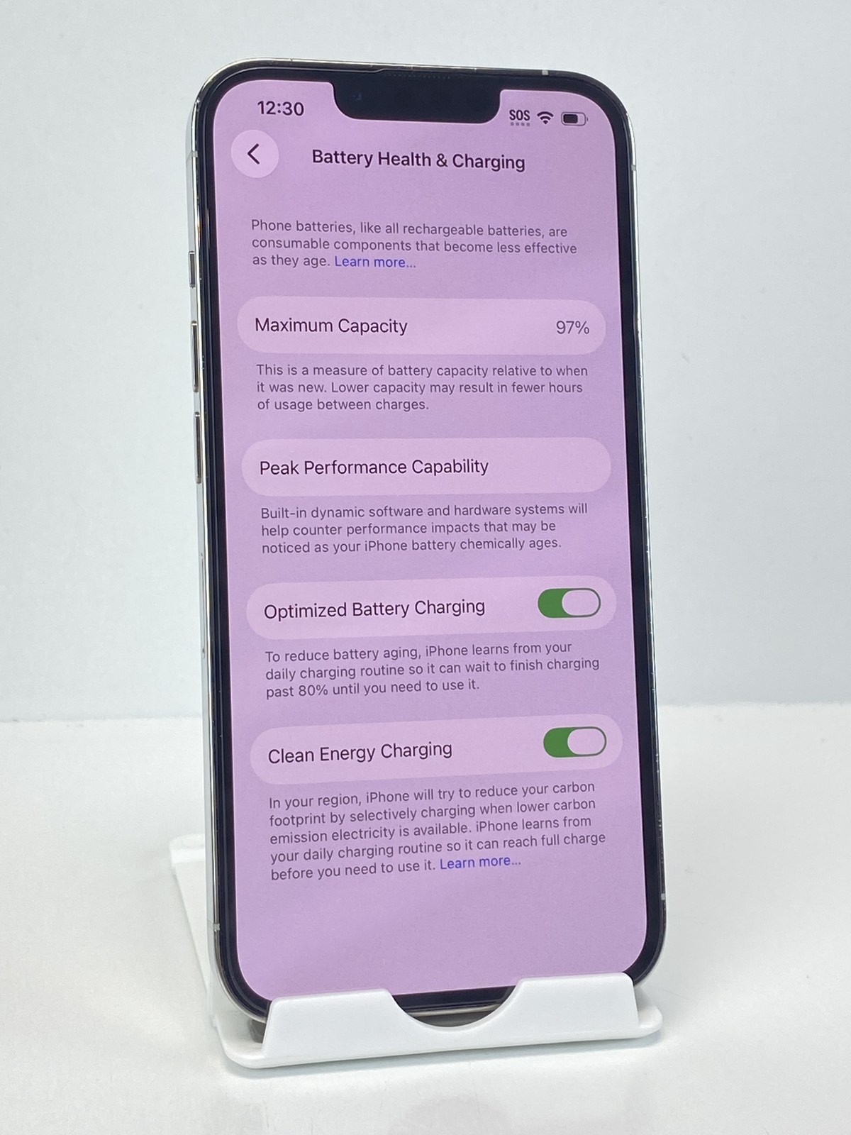 Apple iPhone 13 Pro A2483 128GB Silver Unlocked device 97% battery health