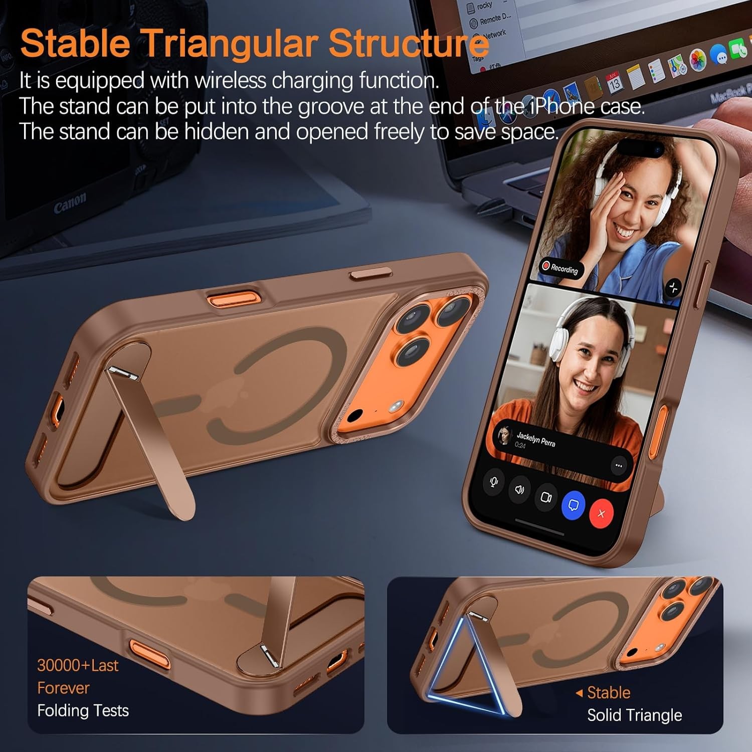 Magnetic for iPhone 17 Pro Max Case with Invisible Stand Translucent Matte Cover