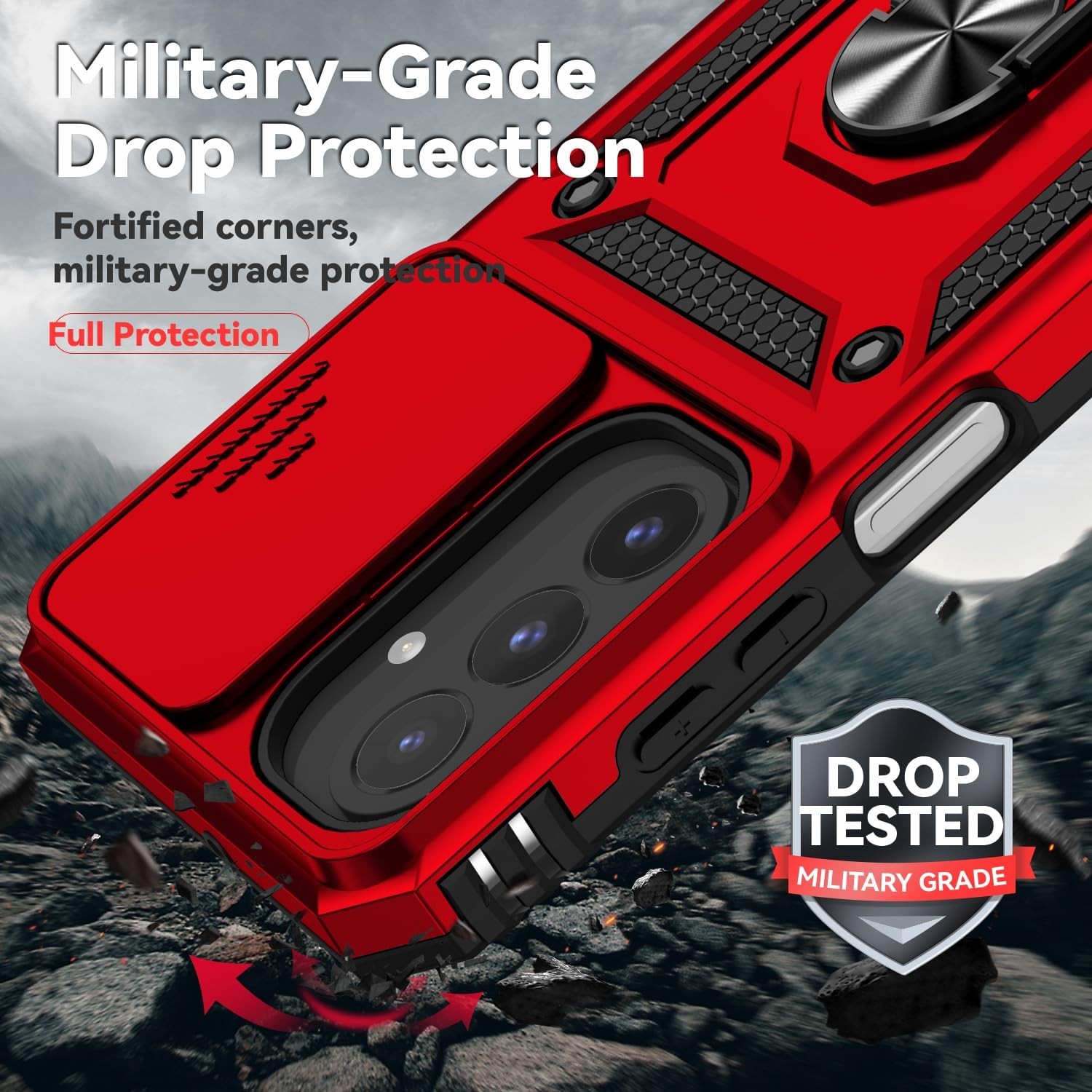 Red Dual Layer Shockproof Case for Samsung Galaxy A17 5G with HD Screen Protecto
