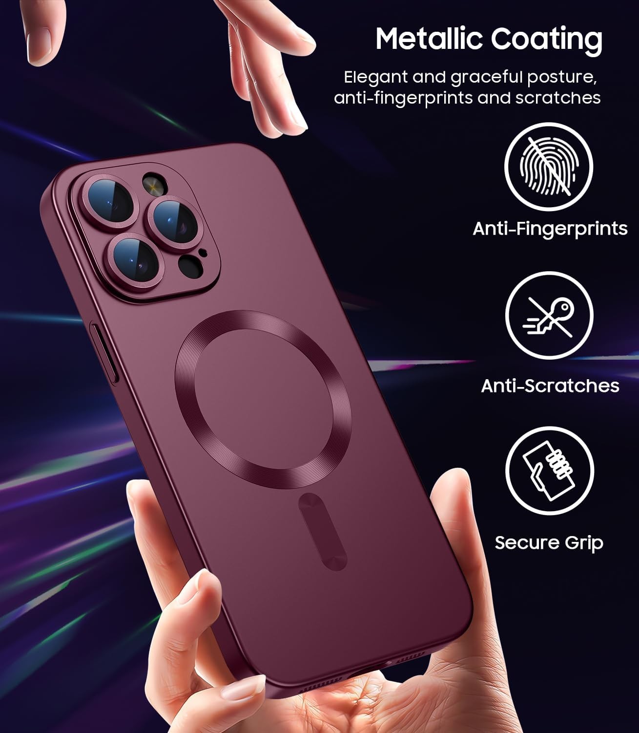 Magnetic for iPhone 15 Pro Case Slim Soft Silicone Bumper Shockproof Burgundy
