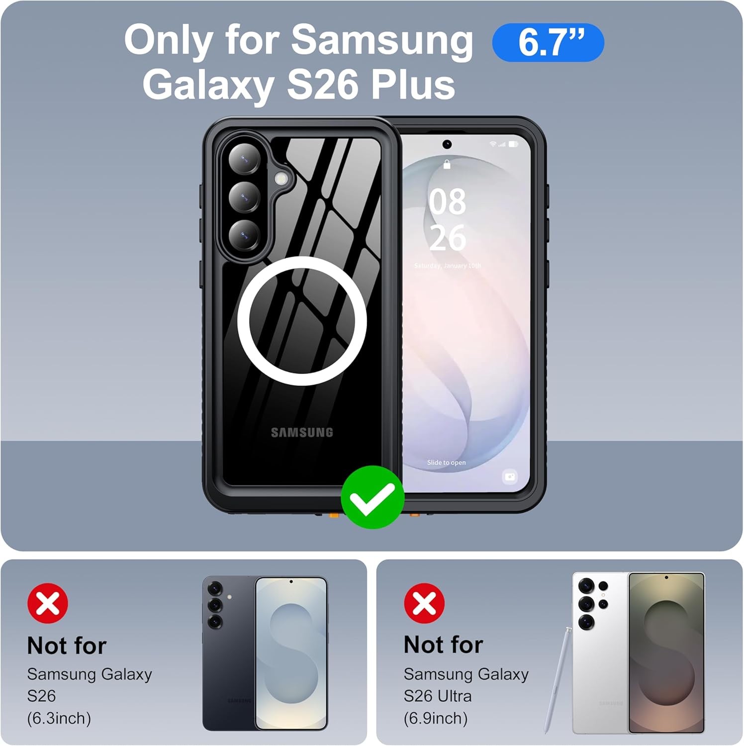 IP68 Waterproof Case for Samsung Galaxy S26 Plus – Shockproof, Full Body Protect