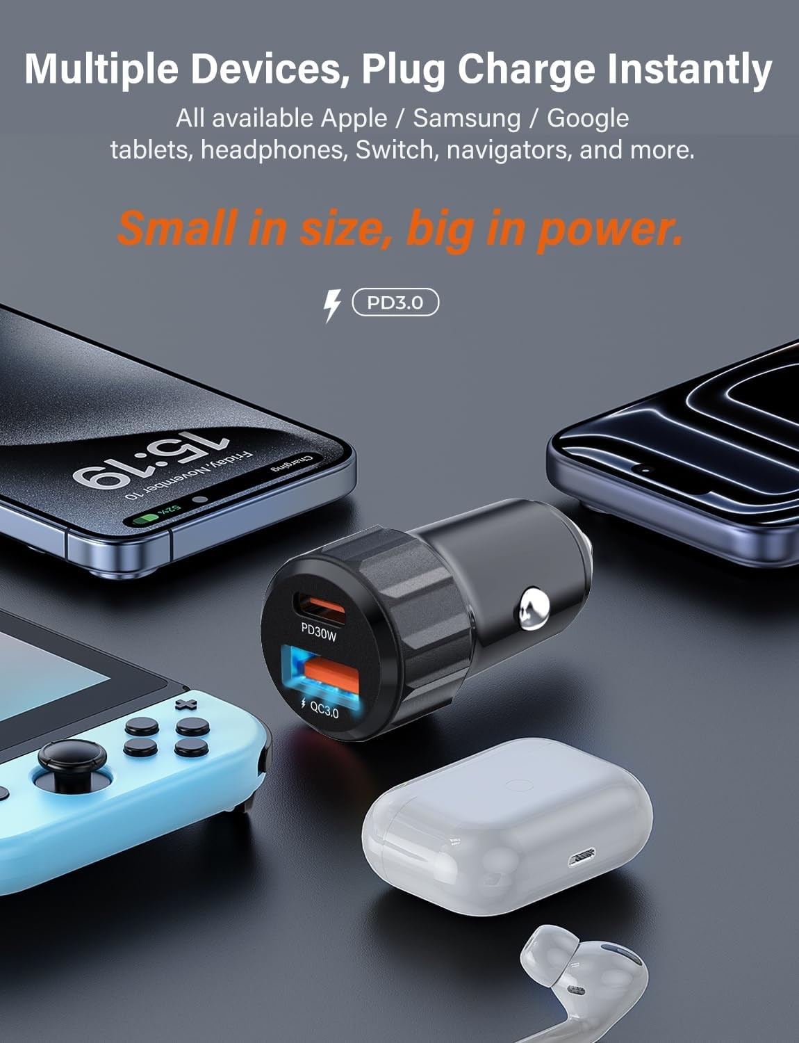 2-Pack 52.5W Dual Port USB Fast Car Charger for iPhone 17 16 Pro Max, Cable Incl