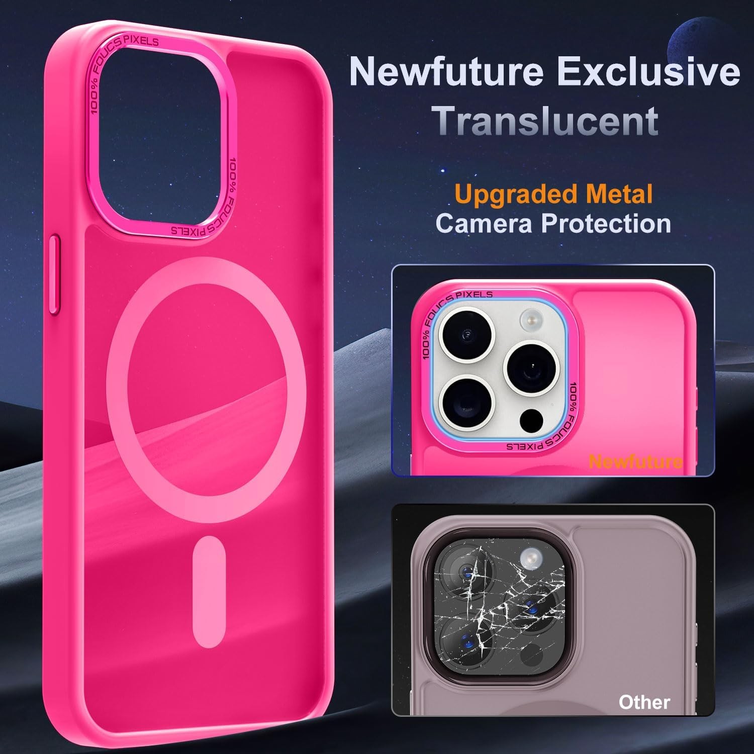 Upgraded Magnetic for iPhone 15 Pro Max Case, Slim Translucent Phone Case Cover