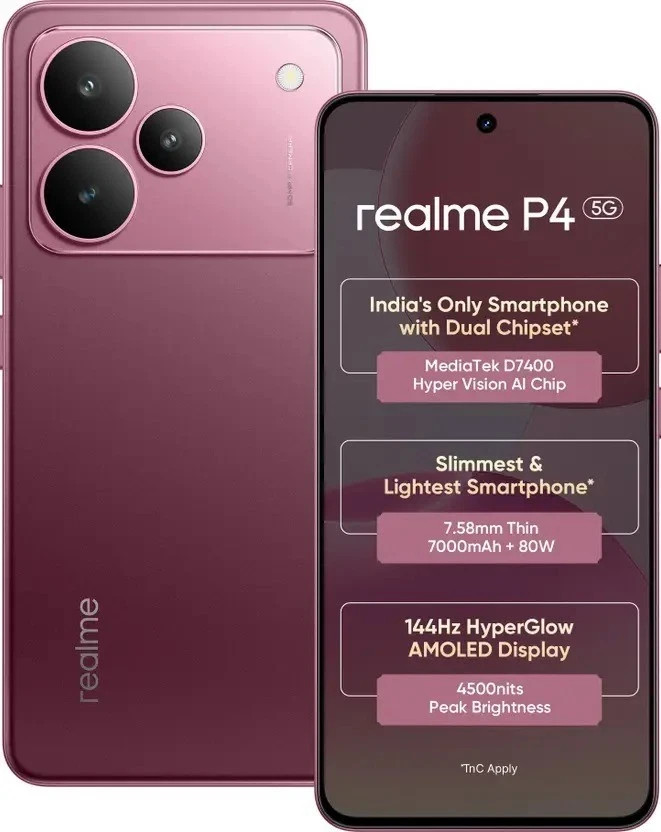 realme P4 5G (Forge Red, 128 GB) (8 GB RAM) Mediatek Dimensity 7400 Processor