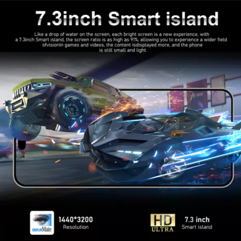 Unlocked 6.8″ New Android Smartphone 6800mAh Dual Sim Mobile Phone 128GB Black