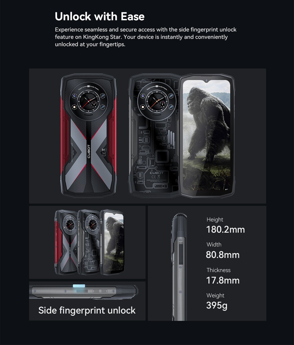 Cubot KingKong Star 5G Rugged Phone 24GB+256G 100MP/Night Vision Cam,Dual Screen
