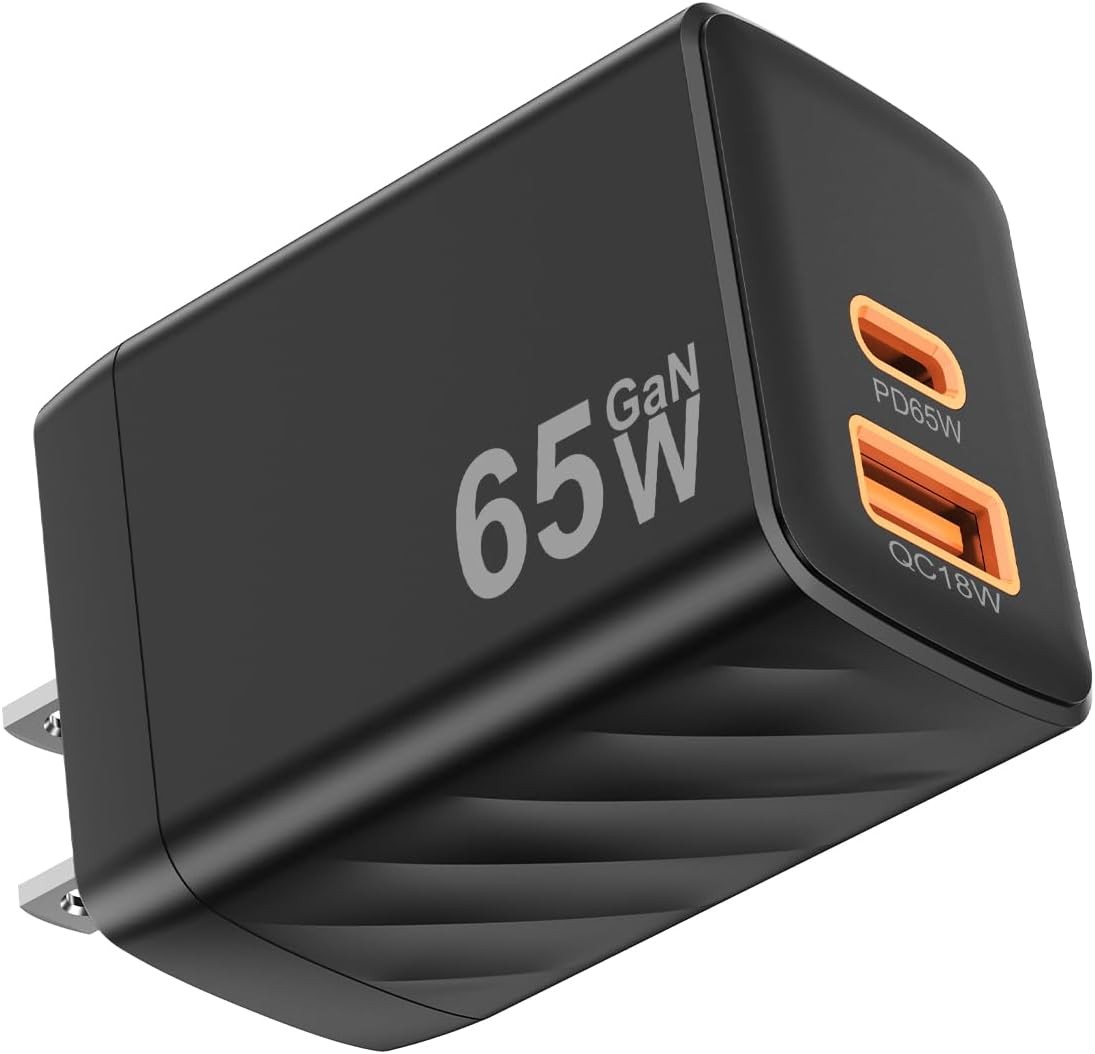 65W USB-C Fast Charger Block for MacBook Pro/Air, iPhone 17/16/15, Galaxy S23/S2