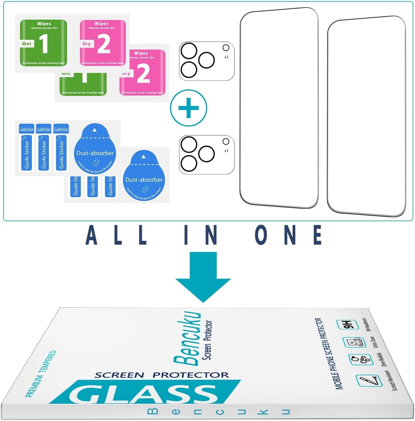 2 Pack Screen Protector for iPhone 17 Pro Max 6.9 Inch with 2 Pack Camera Lens P