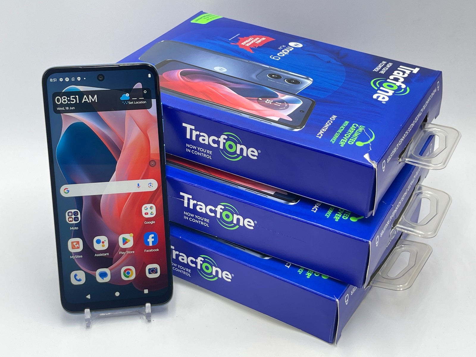 LOT of 3 Motorola Moto G Play 2024 64GB XT2413V (Tracfone) Blue (E-0303)