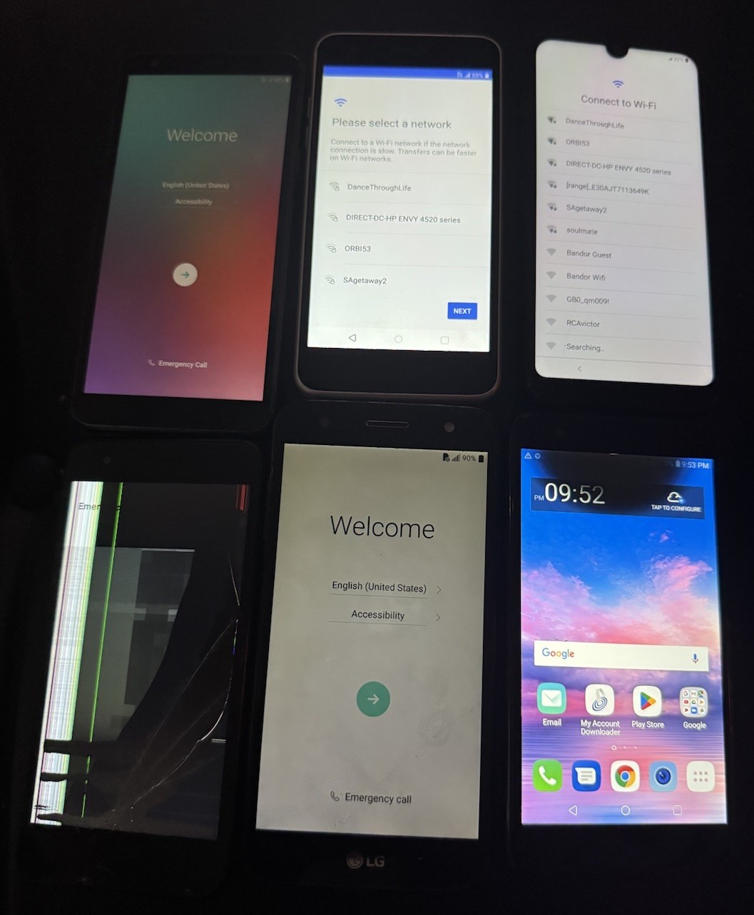 ONE Works Lot of 6 LG K31 M327 Rebel 4 Tribute Premier Smartphone Broken Ship