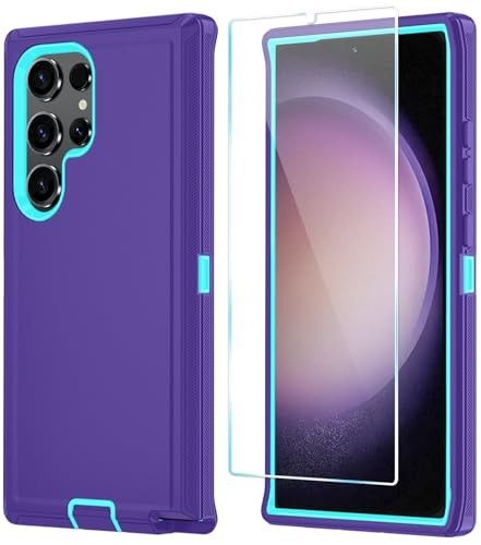 Samsung Galaxy S23 Ultra 6.8”,PurpleSkyblue 3-Layer Shockproof Case HD Cover
