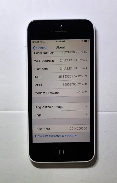 Rare IOS 7.1.2 Apple iPhone 5c – 32GB White CDMA UNLOCKED – LOOKS/WORK EXCELLENT