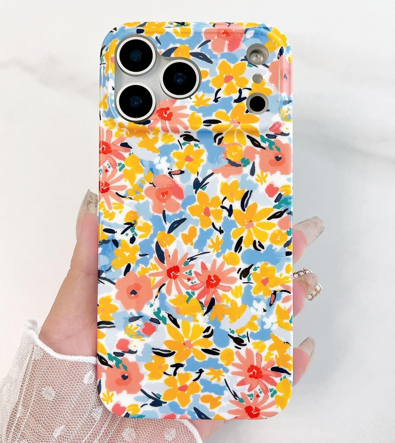 Case for iPhone 17 Pro Max 6.9″ – Sparkle Bling Floral Design Scratch-Resistant