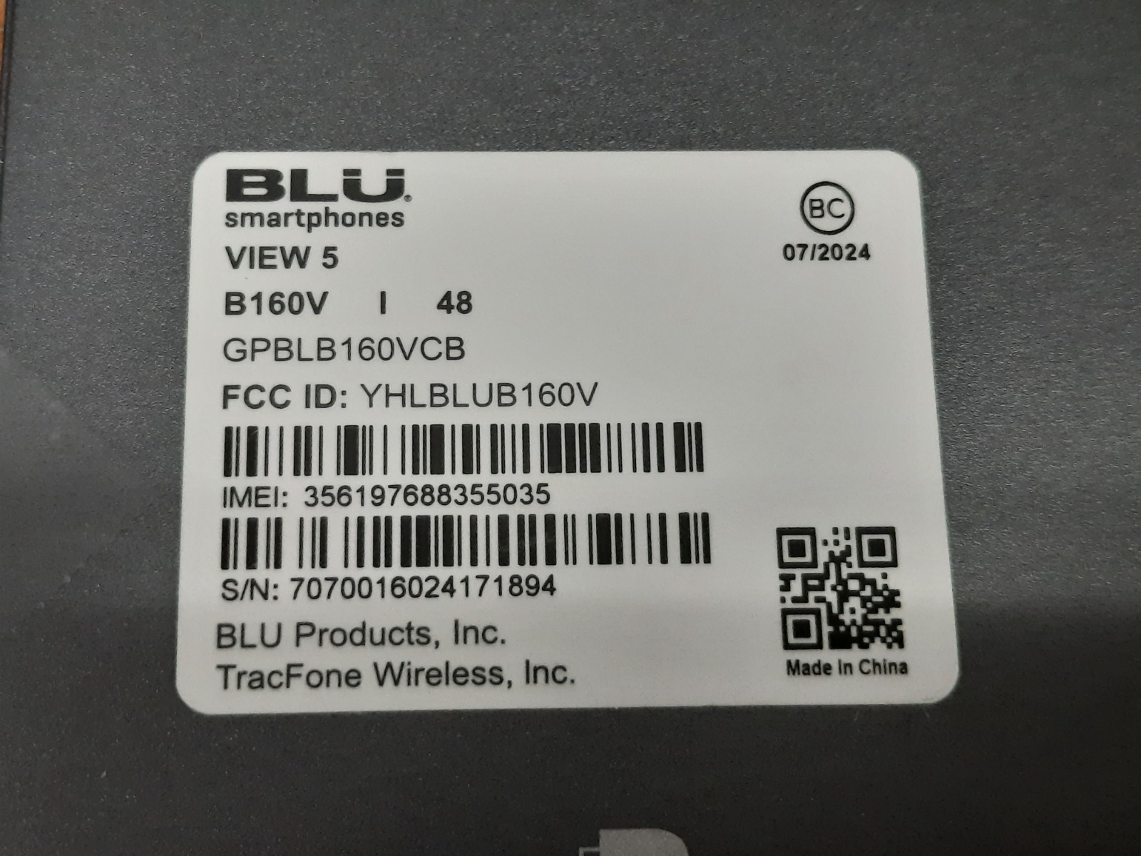 (Lot of 3) BLU Smartphones Blu View 5 B160V for Tracfone in Gray