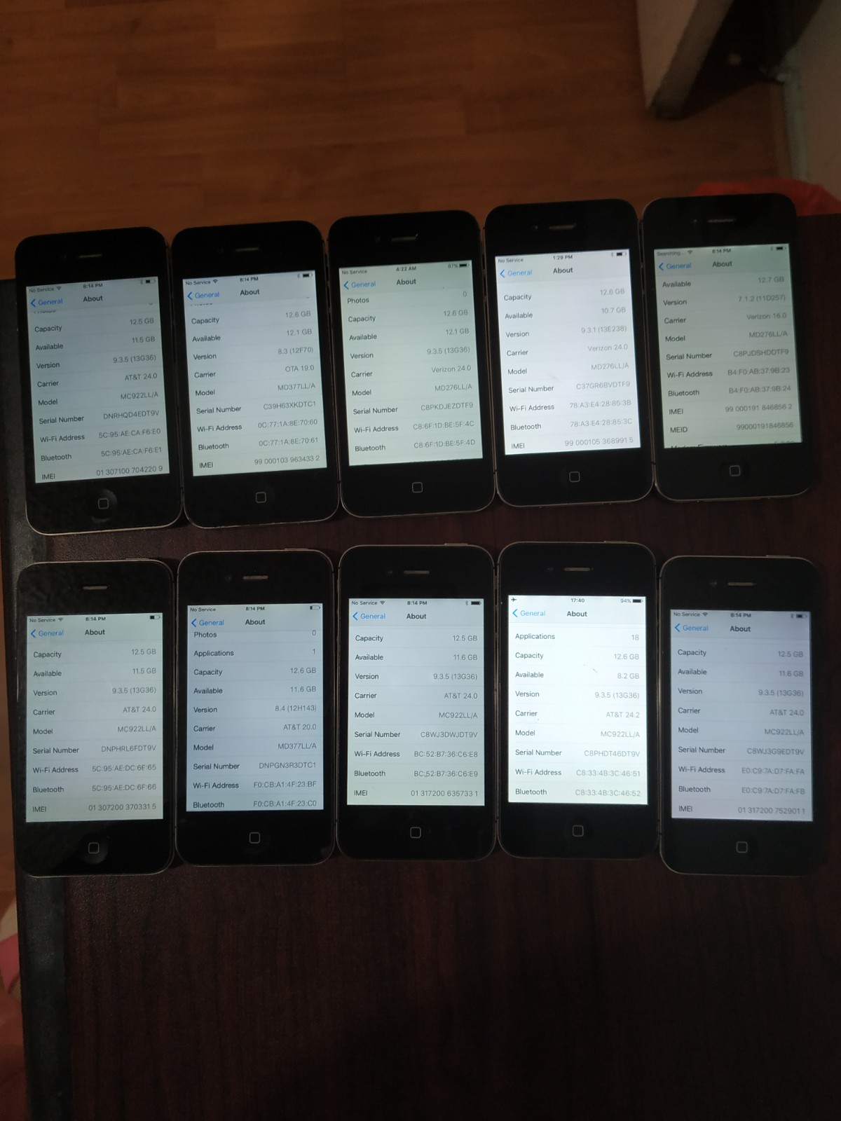 Lot of 10 Apple iPhone 4S A1387 16GB Black ( AT&T/ Verizon /OTA )