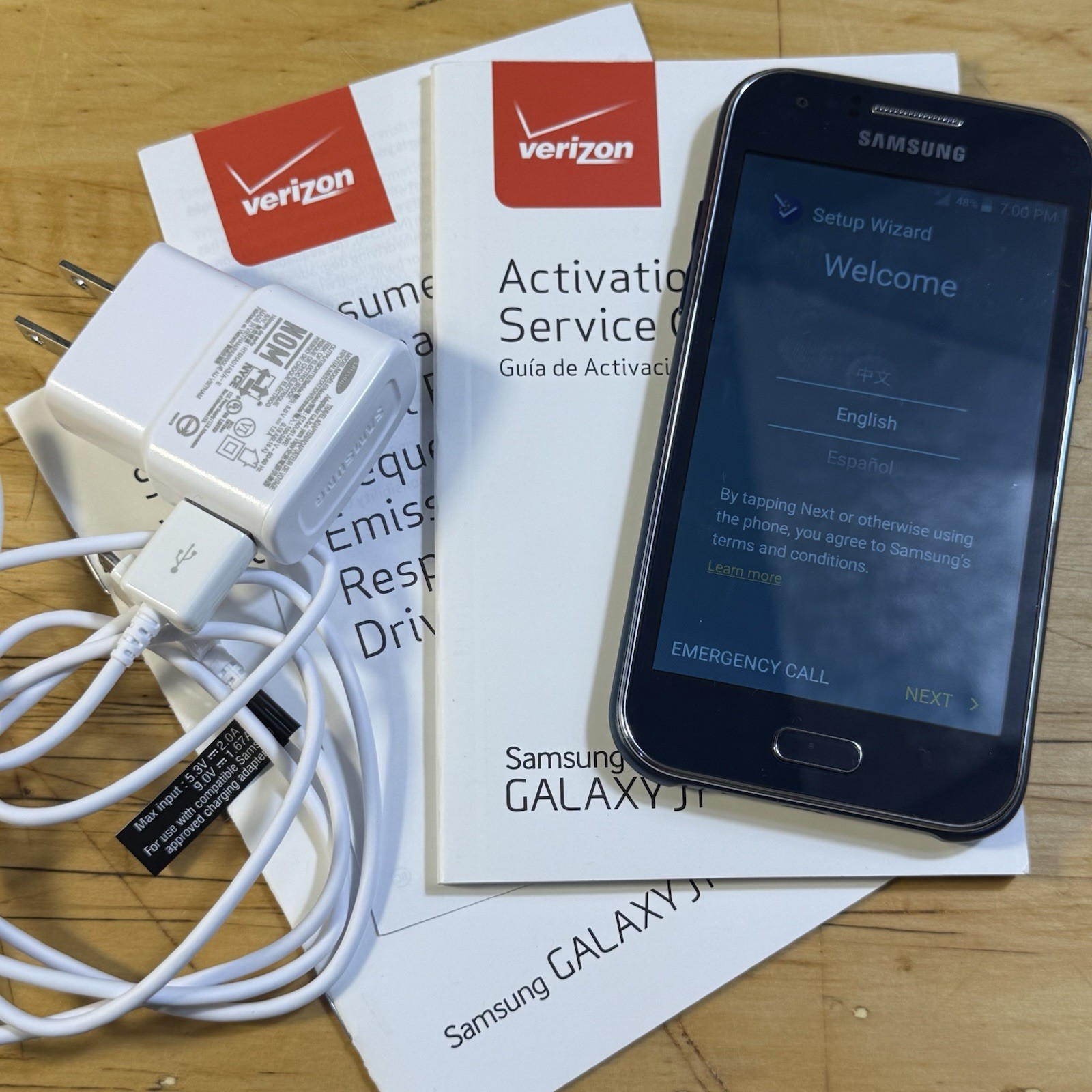 Samsung Galaxy J1 4G LTE SM-J100VPP Blue & Silver ( Verizon ) Android W Manuals