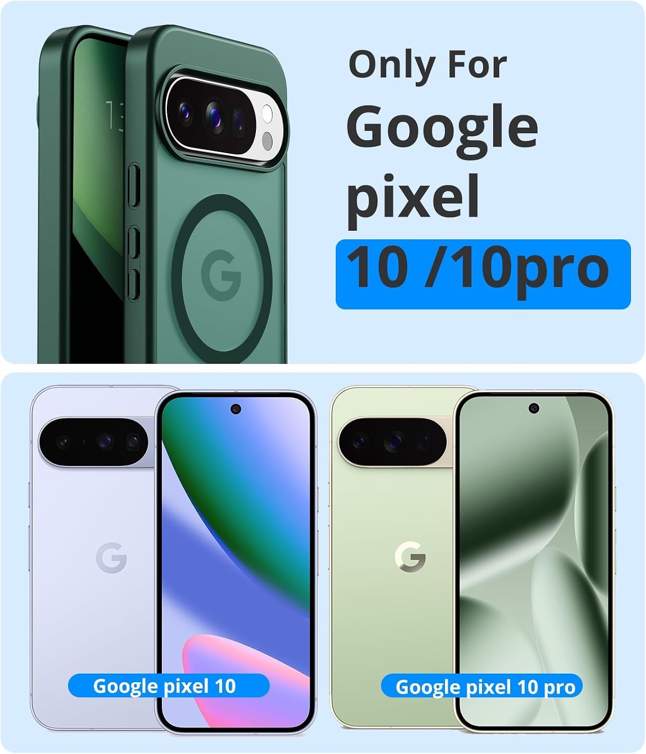 1PCS Case & Screen Protector for Google Pixel 10/10 Pro Magnetic Slim Matte Cove