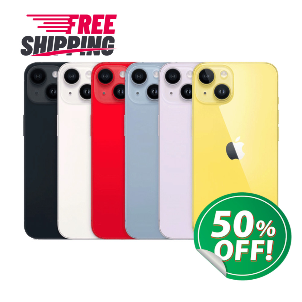 Apple iPhone 14 – Unlocked, 128GB/256GB/512GB – Yellow/Midnight – Free Shipping