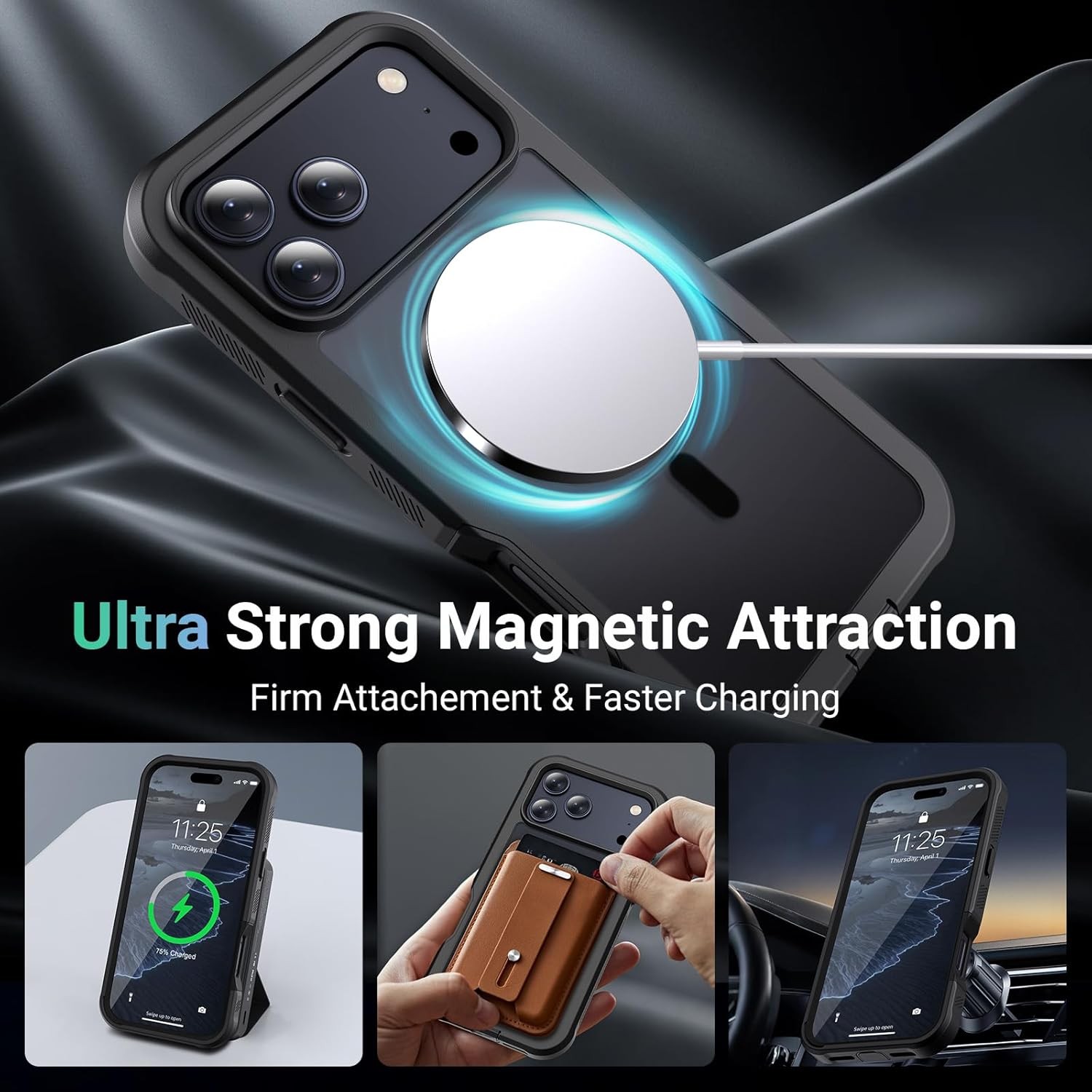 Magnetic for iPhone 17 Pro Max Case, Heavy Duty Protection, Shockproof 2-Layer B