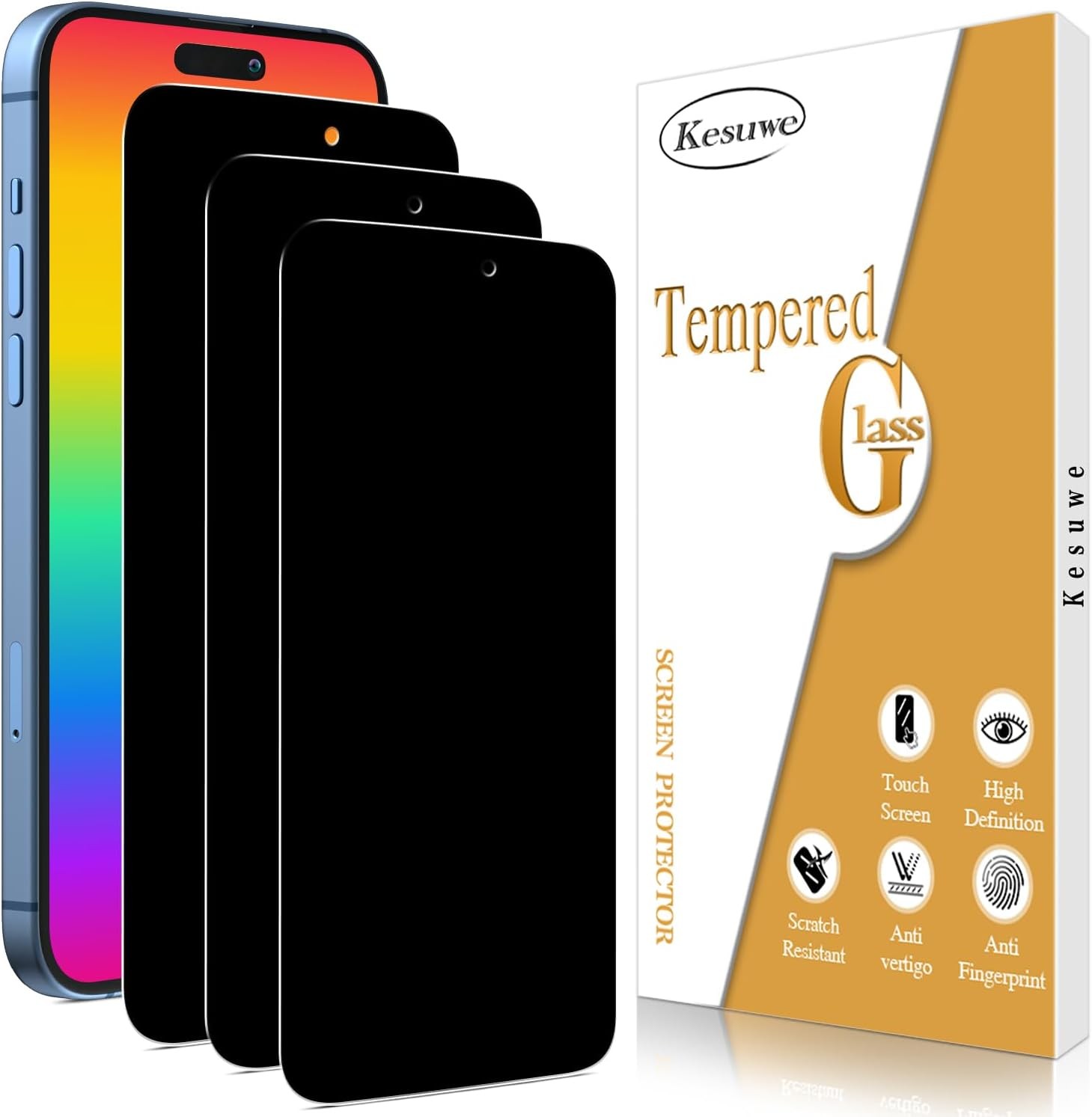 3 Pack Privacy Screen Protector for iPhone 16 Pro Max, Anti Spy & Anti Scratch