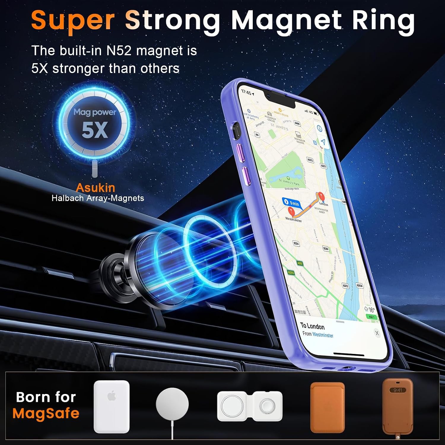 Case for iPhone 13 Pro Max with Screen Protector, Slim Shockproof Light Purple C