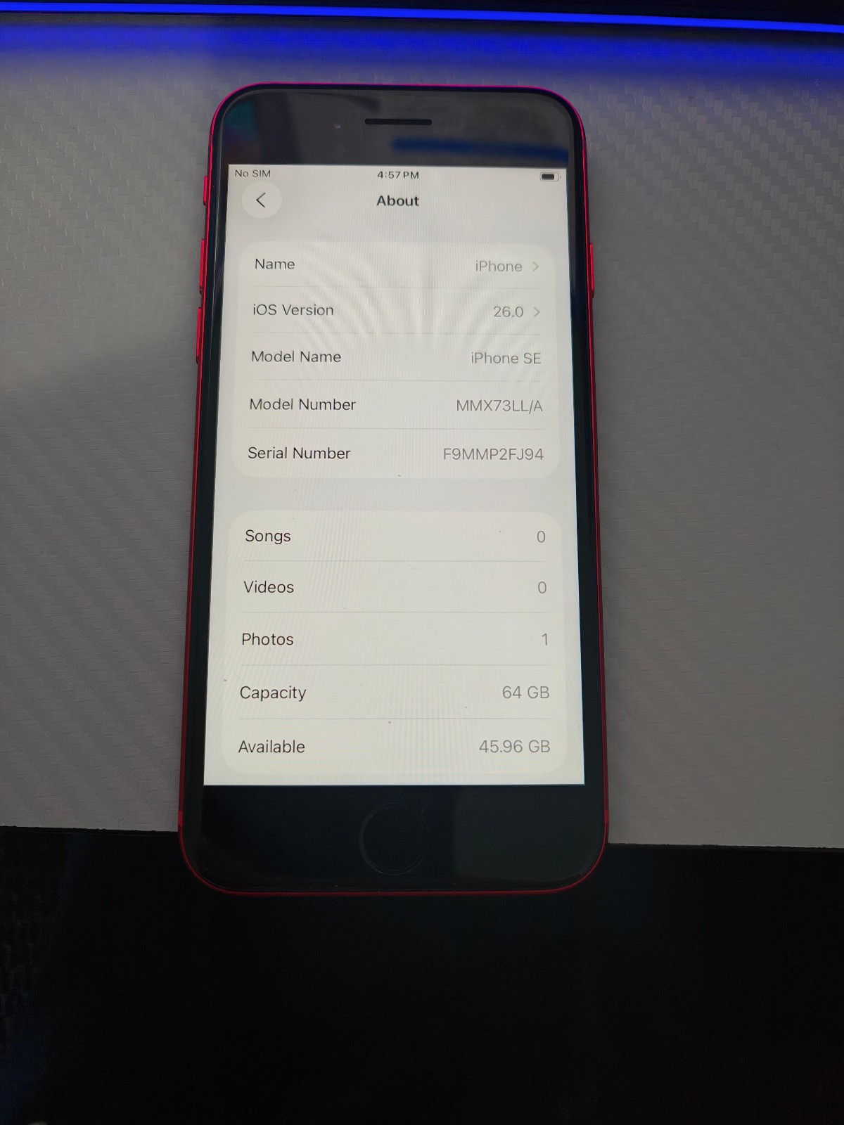 Apple iPhone SE Red 64GB A2595 MMX73LL/A (PRODUCT) RED Smartphone SIM LCK