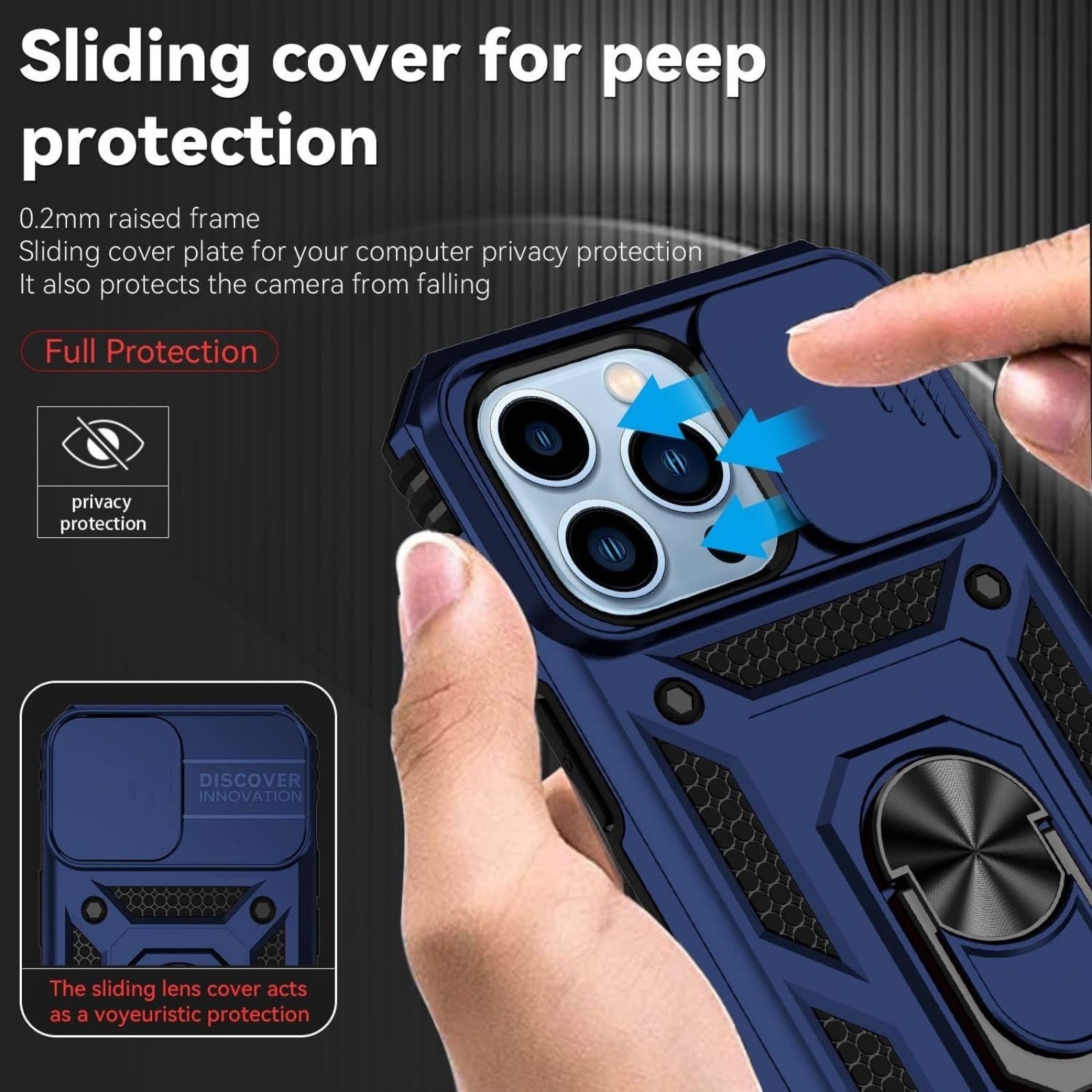iPhone 13 Pro Max Case with Camera Lens Cover HD Screen Protector, Blue