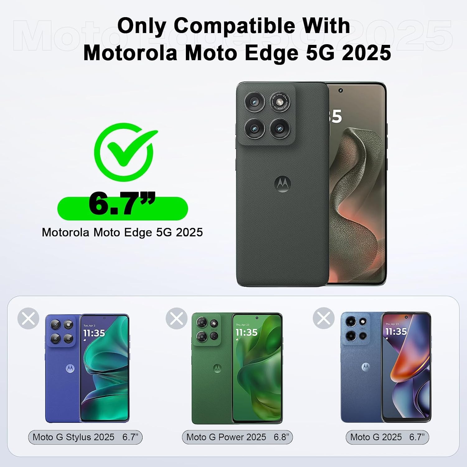 Heavy Duty 3 in 1 Rugged Case for Moto Edge 2025, Military Grade Shockproof Cove