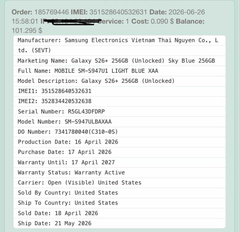 Factory Unlocked Samsung Galaxy S26 Plus 12GB RAM 256GB SM-S947U1 Blue
