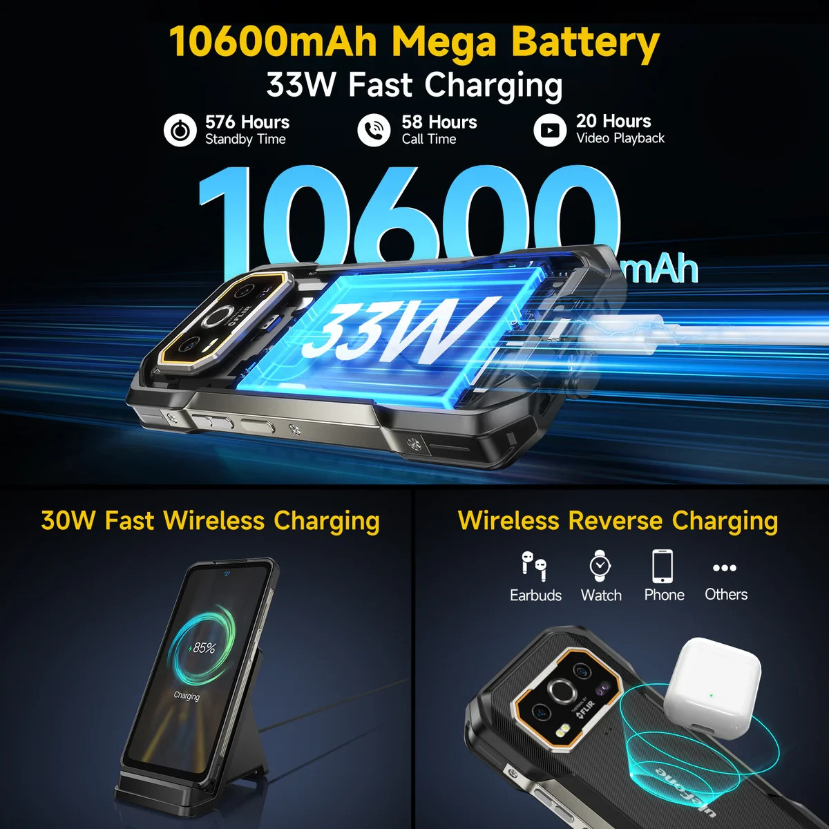 Ulefone Armor 27 Pro 5G RUGGED Smartphone 12GB+256GB DualSim 10600mAh Black NEW