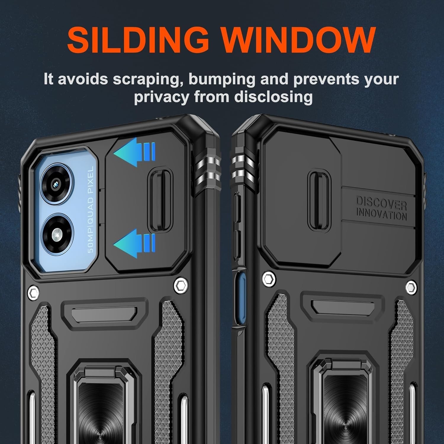 Motorola Moto G Play 2024 Case with [2 Pack] HD Screen Protector & Slide Camera
