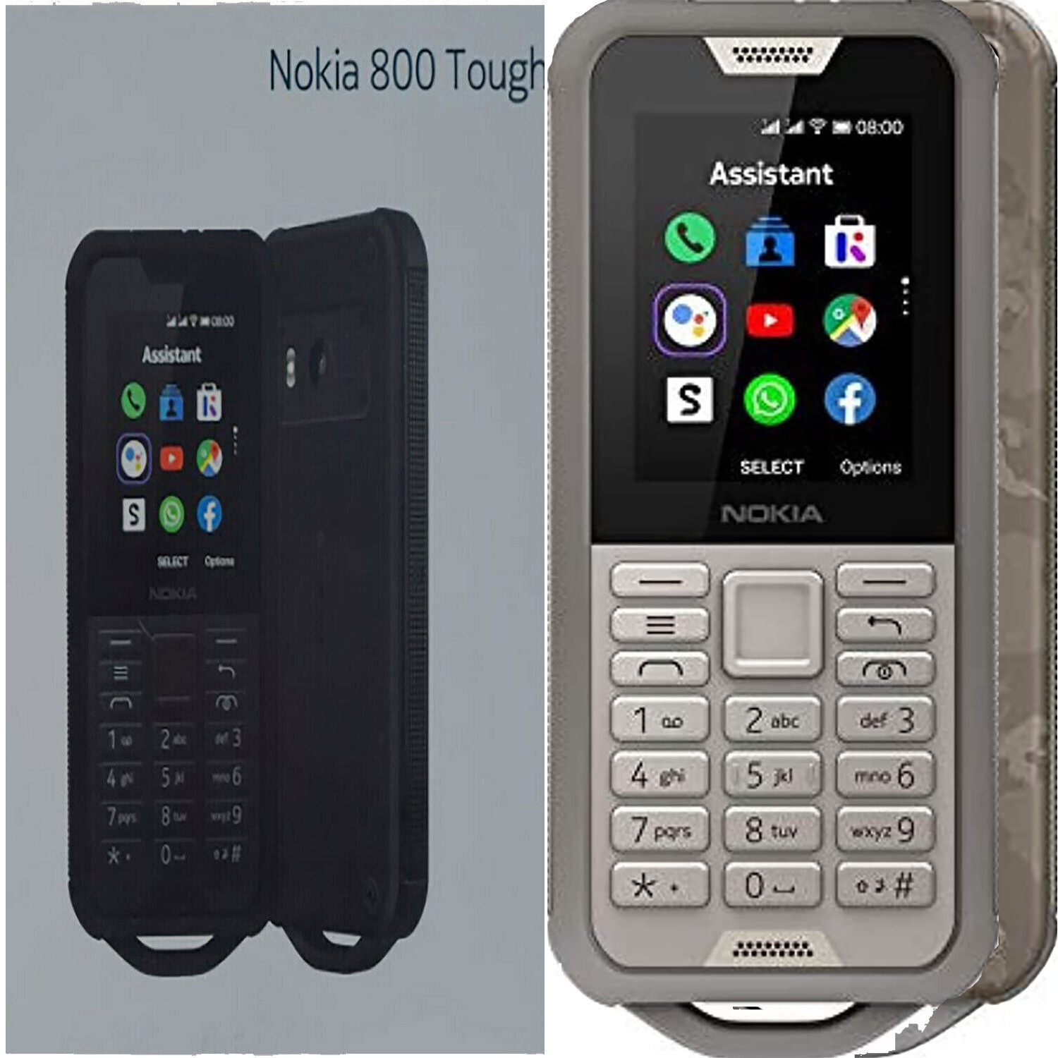 Nokia 800 Tough 4G/LTE Desert Sand 4GB + 512MB Dual-SIM Unlocked GSM NEW