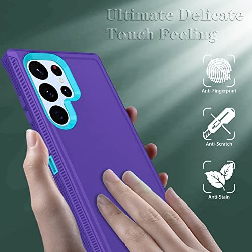 Samsung Galaxy S23 Ultra 6.8”,PurpleSkyblue 3-Layer Shockproof Case HD Cover