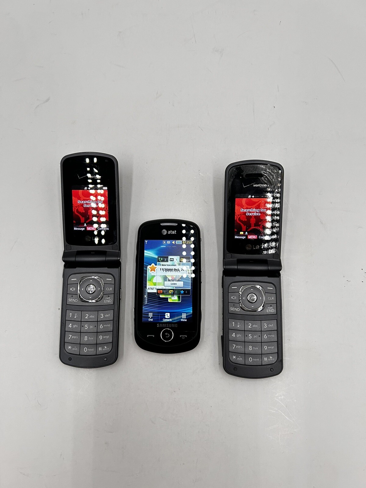 Vintage Mixed Lot of 3 Cell Phones Untested Power up LG Samsung ATT Verizon Flip