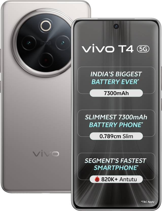 vivo T4 5G (Grey 128GB 8GB) Snapdragon 7s Gen 3 5G Processor Global Version.