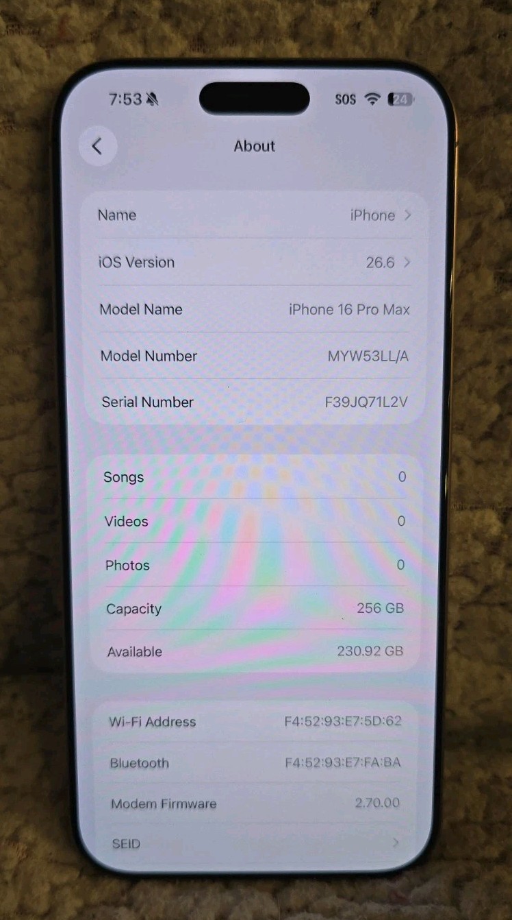 Apple iPhone 16 Pro Max 256GB Desert Titanium, AT&T, 97% BATTERY CAPACITY