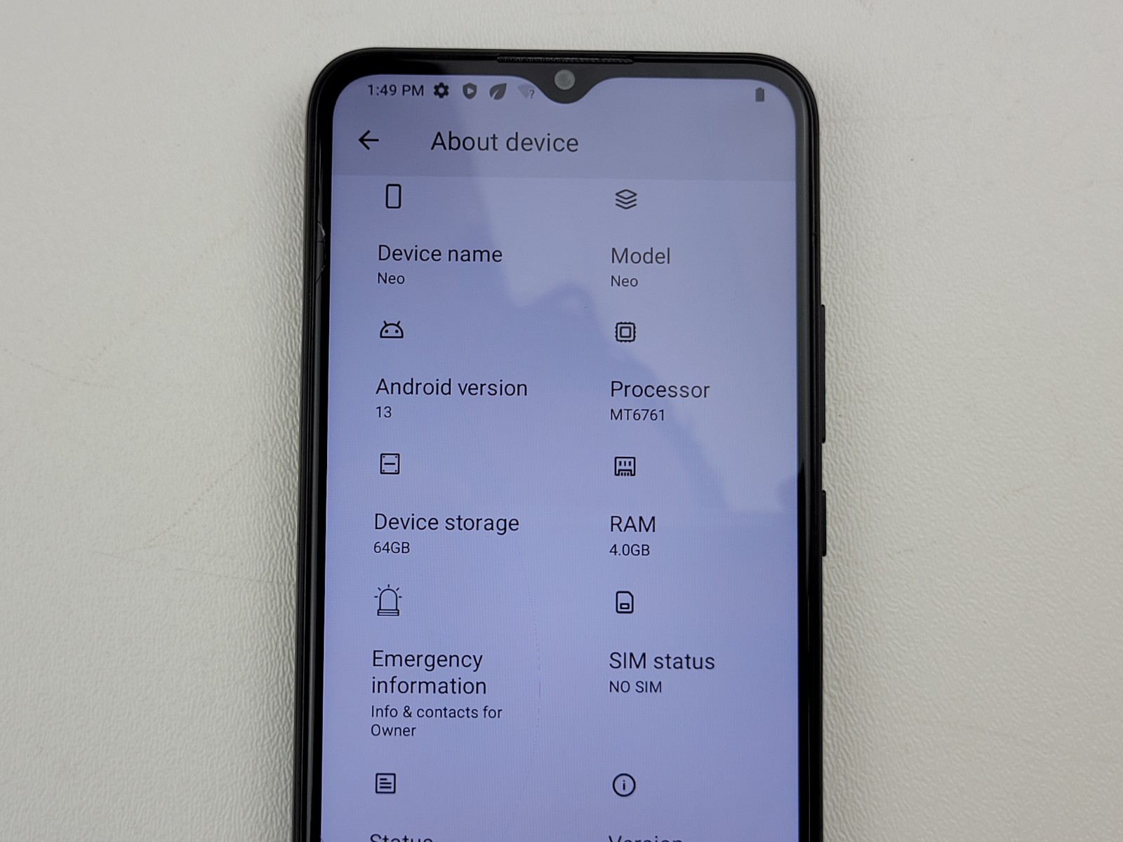 DIALN Neo – 64GB – Black (CARRIER UNKNOWN) 4G LTE Smartphone – CRACKED – H7900