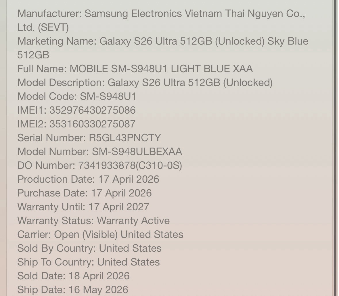 Samsung Galaxy S26 Ultra Unlocked 512GB Sky Blue READ DESCRIPTION as Is C5