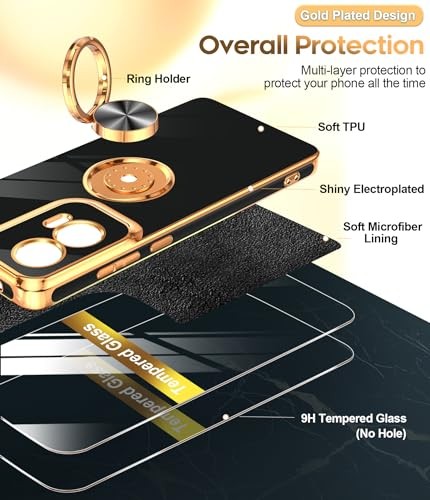 for Moto G-Stylus-5G-2024 Case with Tempered Glass Screen Protector, Rose Gold E