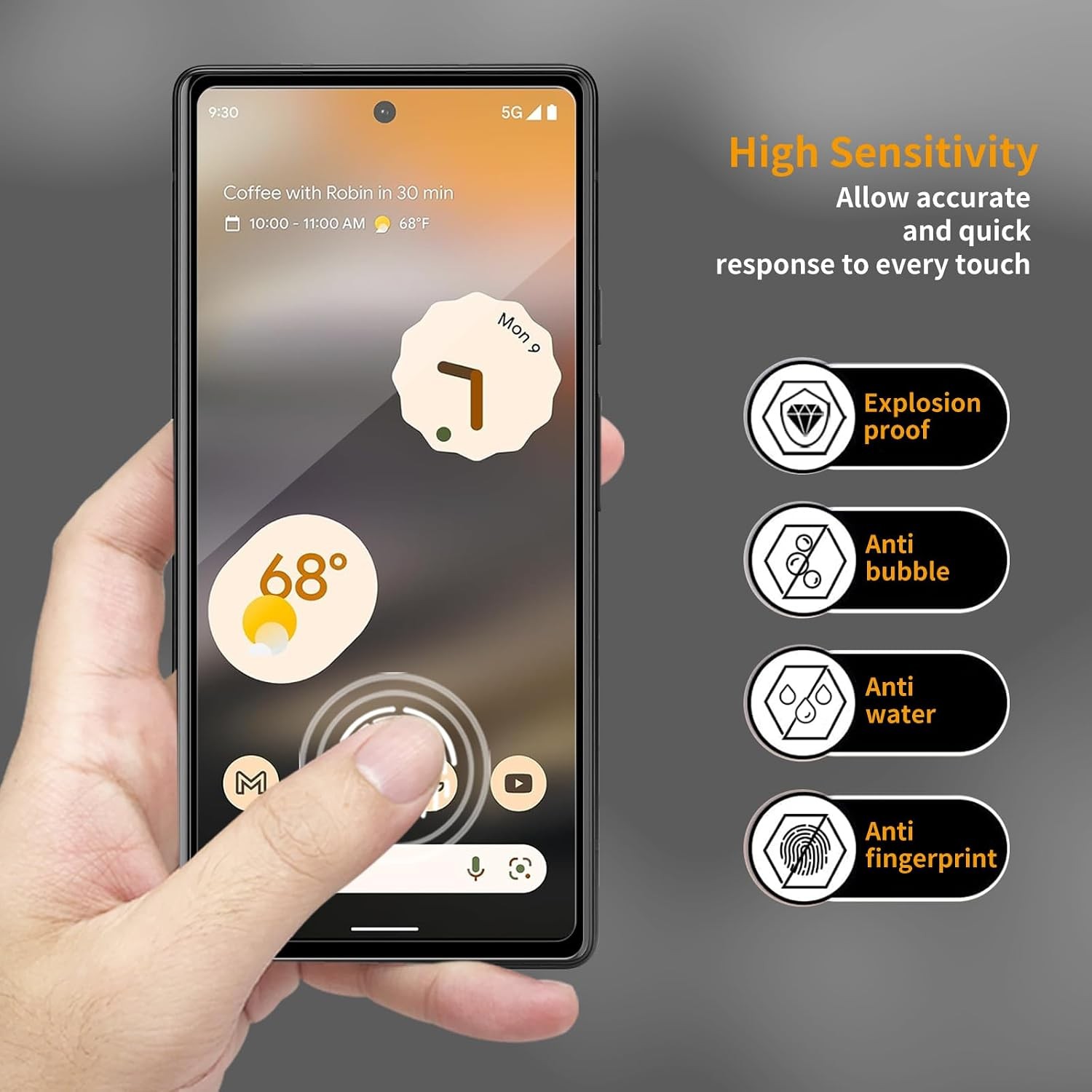 3PCS Tempered Glass Screen Protector for Google Pixel 6a 5G Scratch-Proof HD Tra