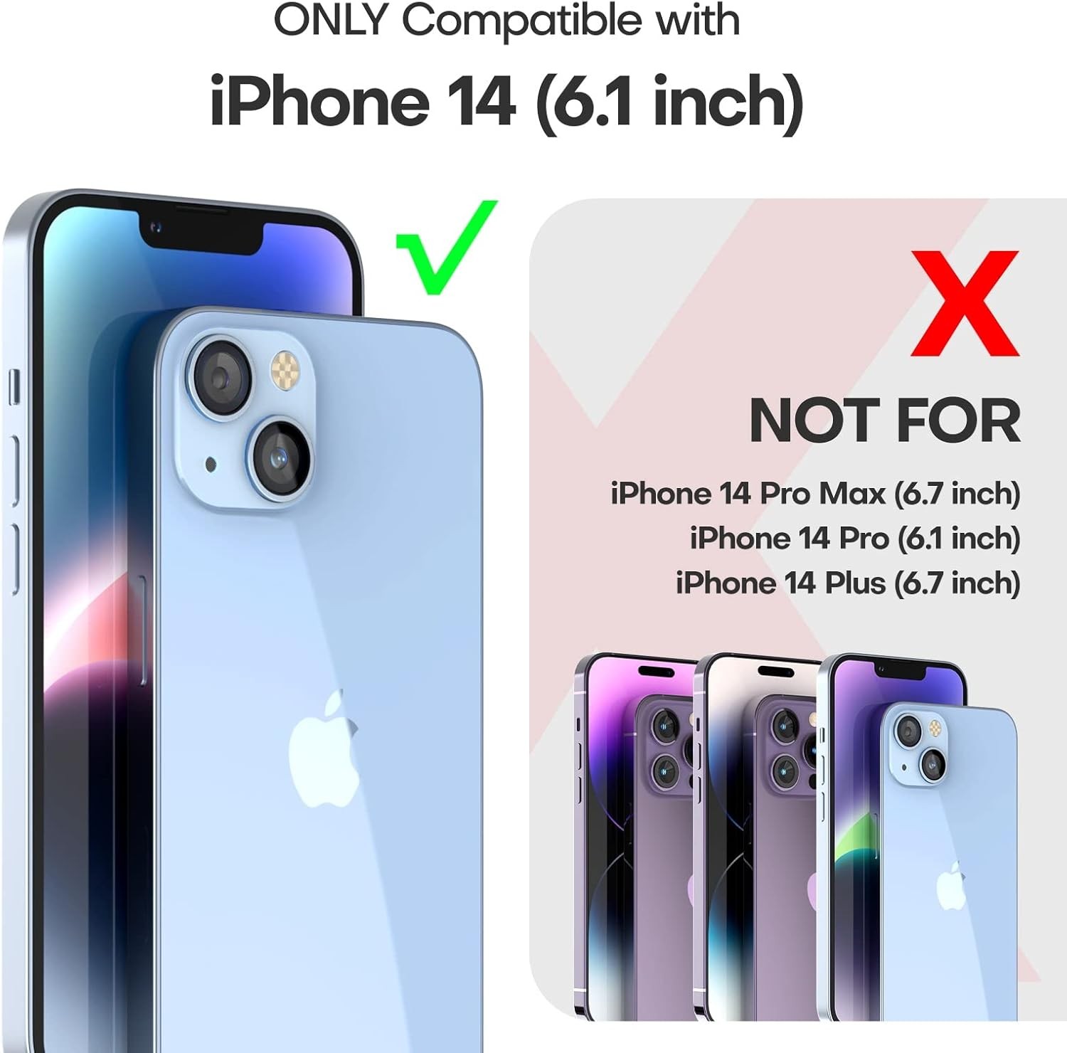Magnetic Clear 2 in 1 Case for iPhone 14 Slim 6.1 Inch with Screen Protectors