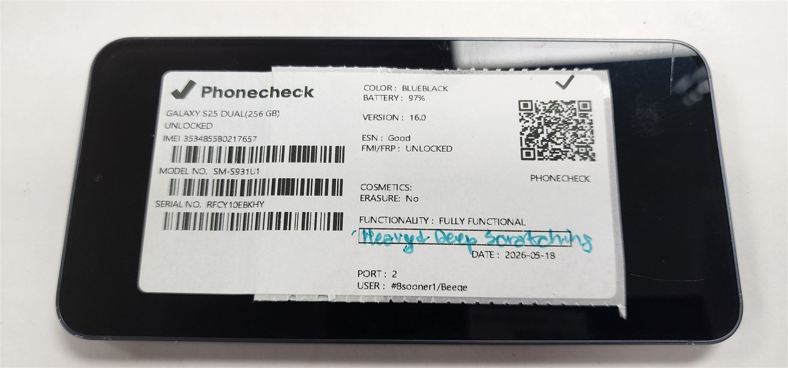 Samsung Galaxy S25 256GB Black SM-S931U1 (Unlocked) -GSM World Phone- CF0081