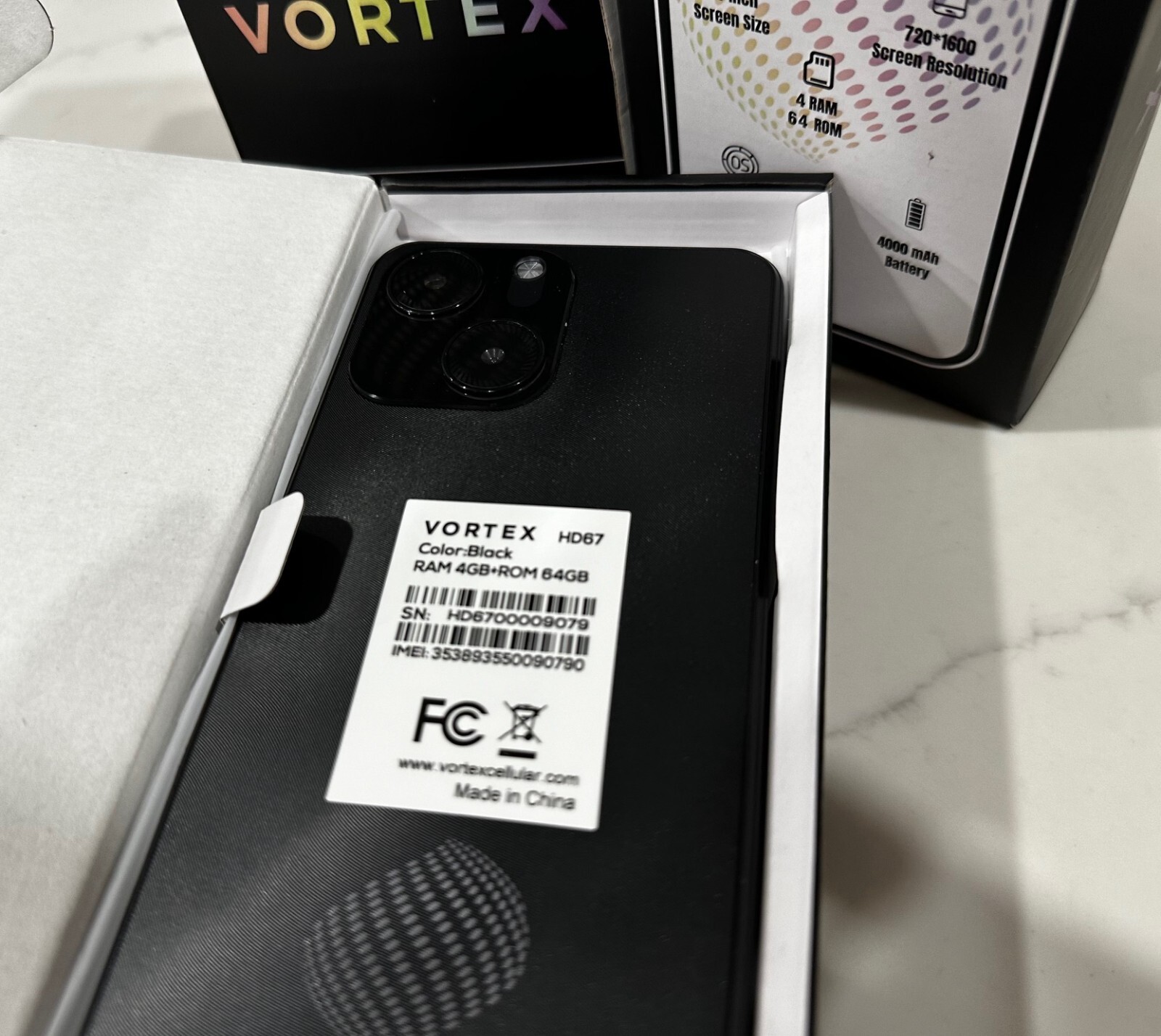 Vortex HD67 6.7″ Black Smartphone- 64GB ROM 4GB RAM Android13 *Network Unlocked*