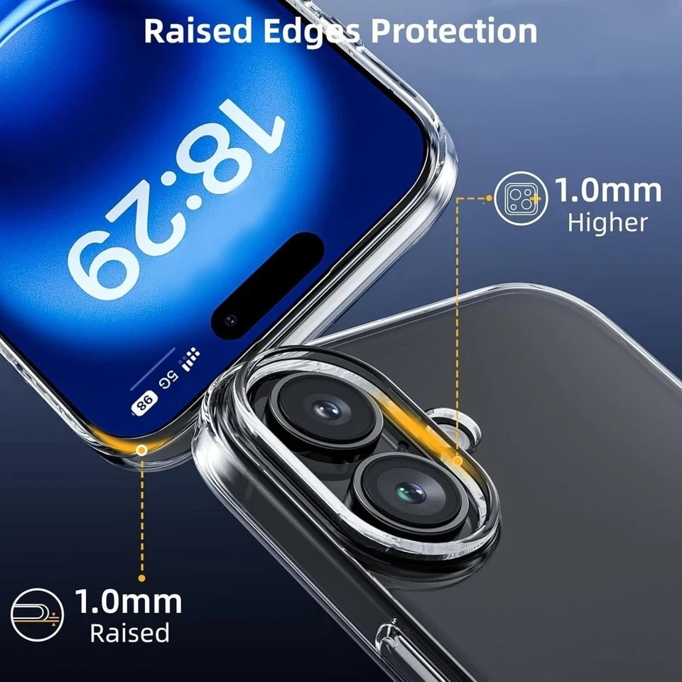 Clear iPhone 17 Case with Screen Protector, Shockproof Slim TPU Cover, Wireless