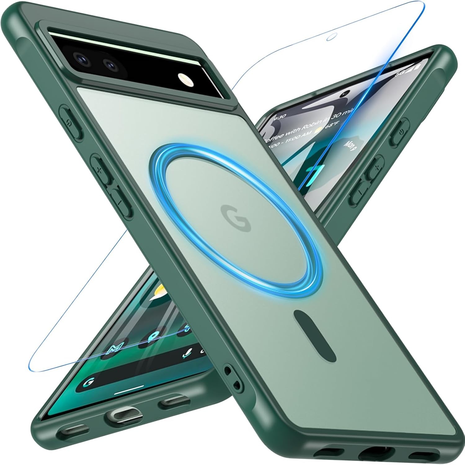 Magnetic Case for Google Pixel 6a with Screen Protector, Military Grade Drop Pro
