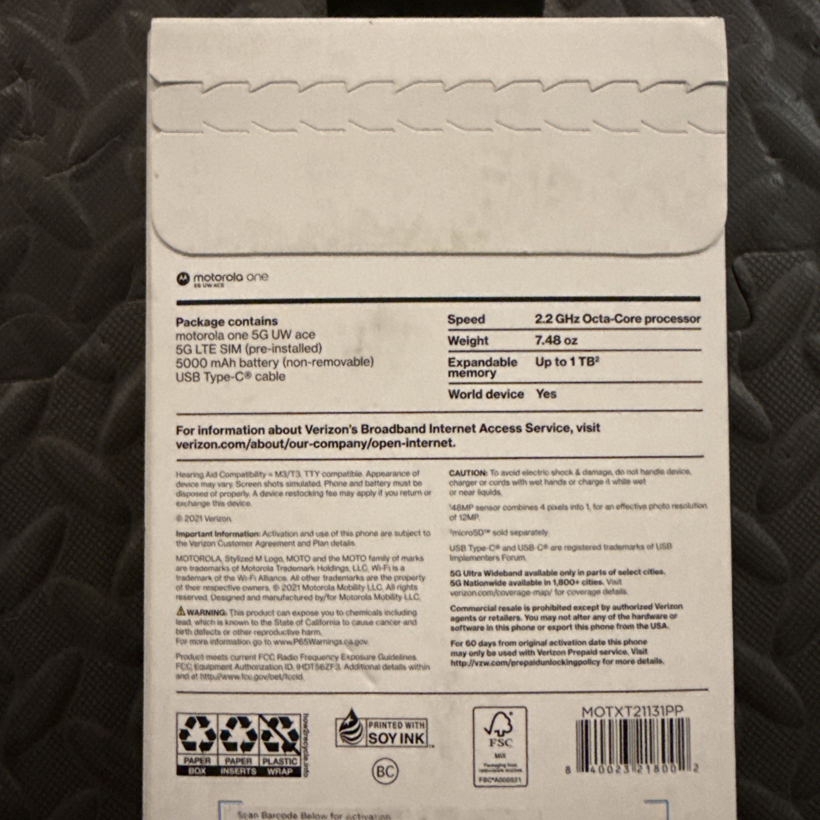 Motorola One 5g UW Ace 6.7 in Full HD 48MP Verizon Prepaid Phone